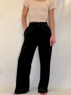 Earthbound Trading Company Velvet Wide-Leg Drawstring Waist Pants Women's Small